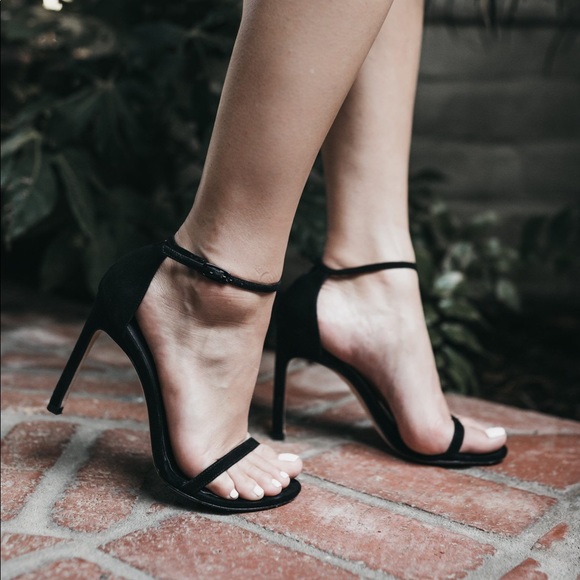 Stuart Weitzman Black Nudistsong Heeled Ankle Strap Sandals iuu.org.tr